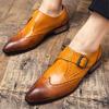 Fashion New Men's Pointed Mixed Color Dress Shoes Business Flats Monk Strap Loafers Homecoming Pageant Footwear  Zapatos Hombre