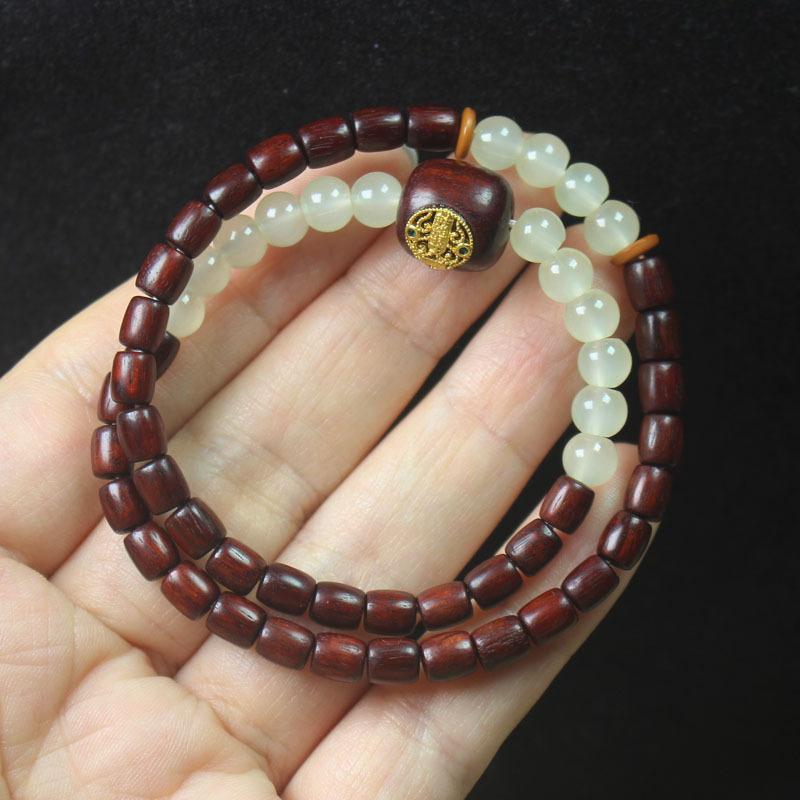 5mm Blood Sandalwood Double Layer Bracelet Minimalist Literary Prayer Beads Ornament