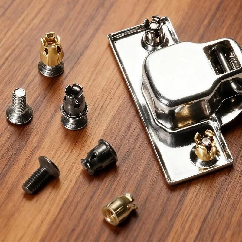 Kit di Montaggio Cerniera Armadio Dado di Espansione 100/10x Elemento di Fissaggio Rapido Riparazione Cassetto Porta Mobile Componenti Incassati Dado Cerniera Porta