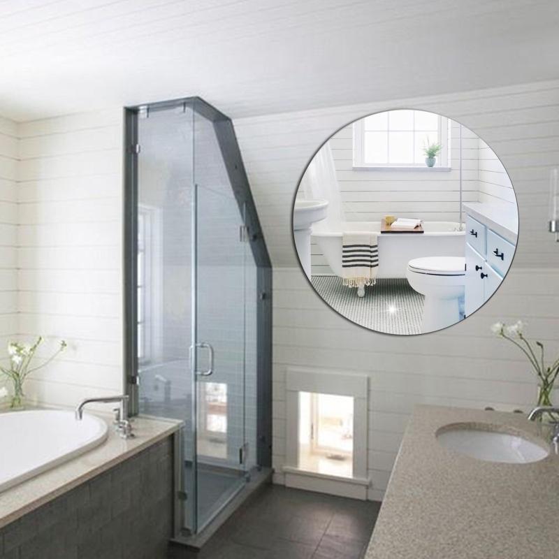 62KD Wall Mirror Sticker Adhesive Removable Round Wallpaper for Home Living Room