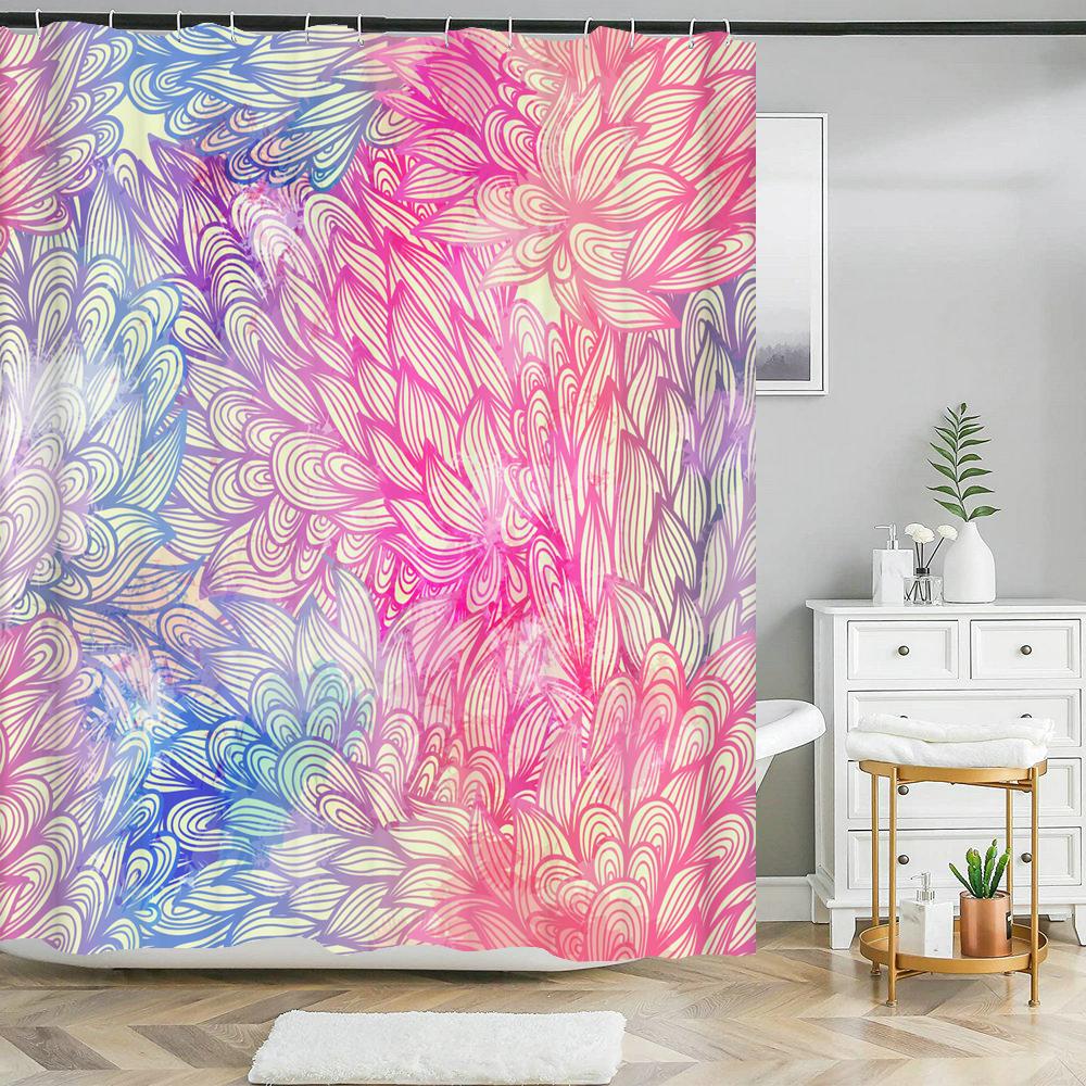 European Blooming Flowers Shower Curtain Rural style Home Decoration 180x200cm Waterproof Fabric Bathroom Curtains With Hooks