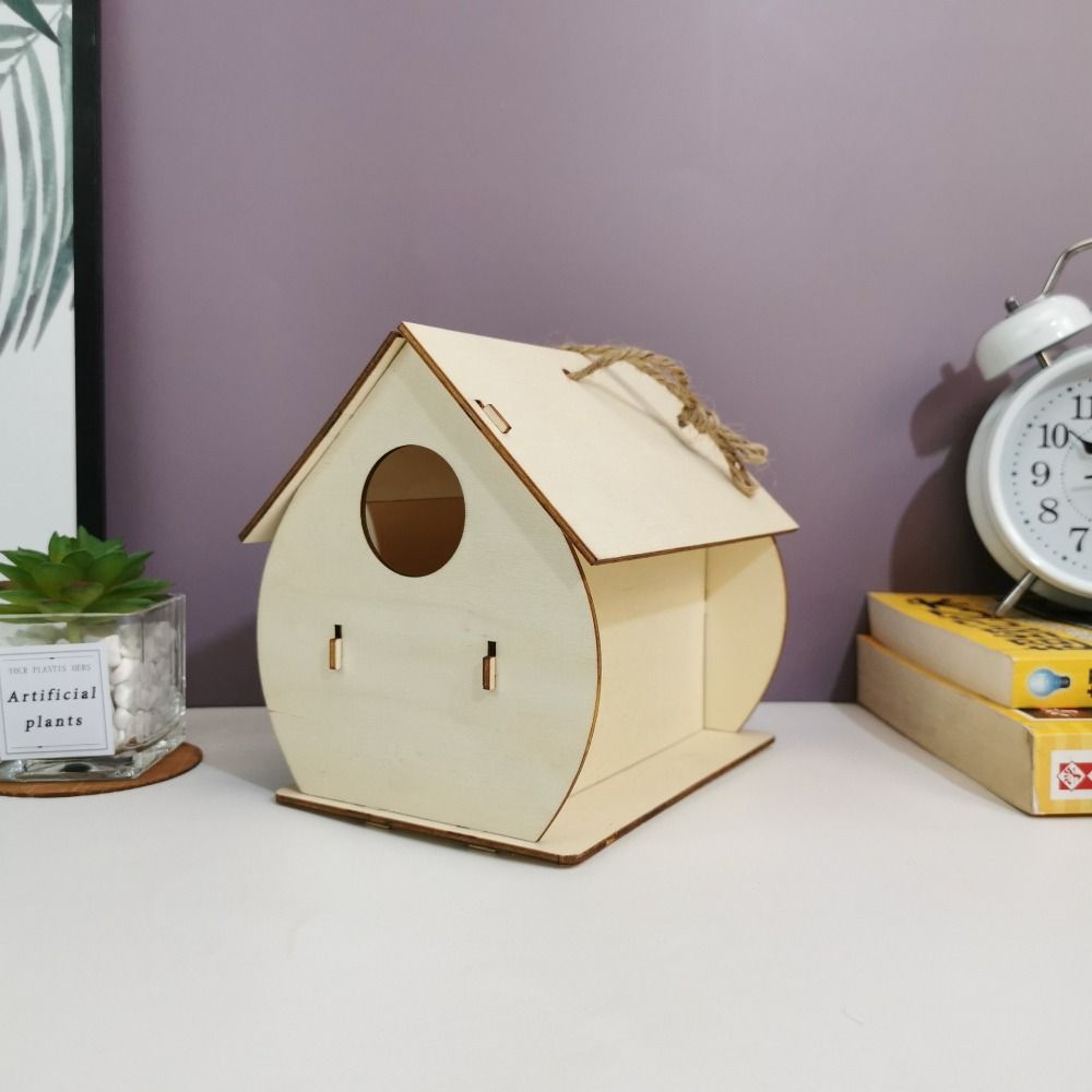 3pcs Bird Villas Wooden Bird Nest Creative Cartoon Bird Cage Minimalist DIY Bird House Wild Pigeons
