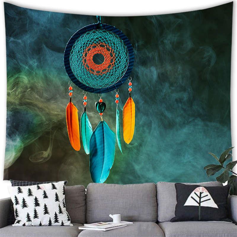 Bohemian Dream Catcher Tapestry Psychedelic Feathers Occult Decor Bedroom Hippie Wall Carpet Beach Towel Decoration for Home