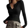 2026 Autumn/Winter Women's Ribbed V-Neck Slim-Fit Knitwear Top