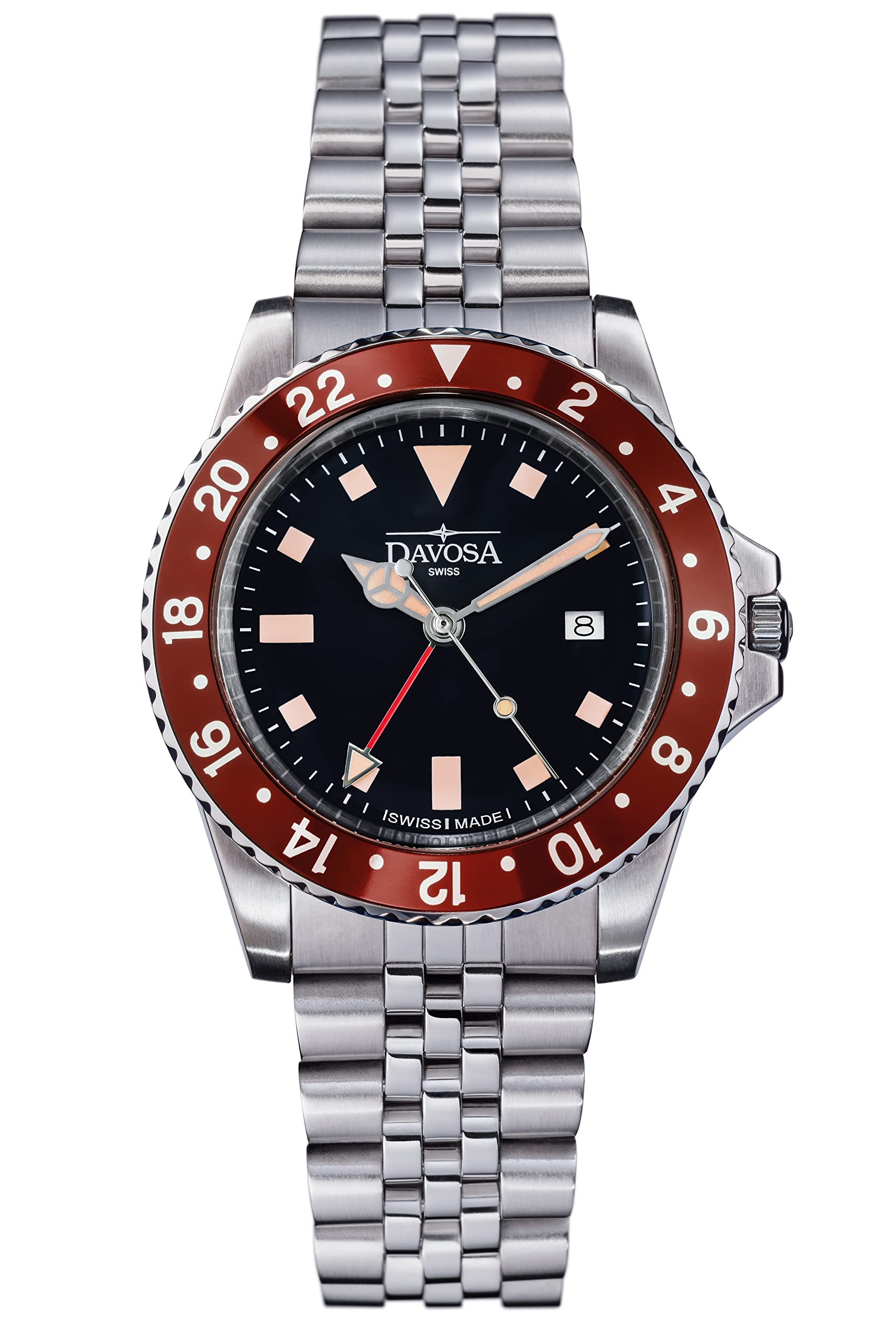 

Годинник Ternos Vintage DIVER QZ GMT 10 ATM water resistant Silver [Davosa] 163.500.60 Чол. чорний
