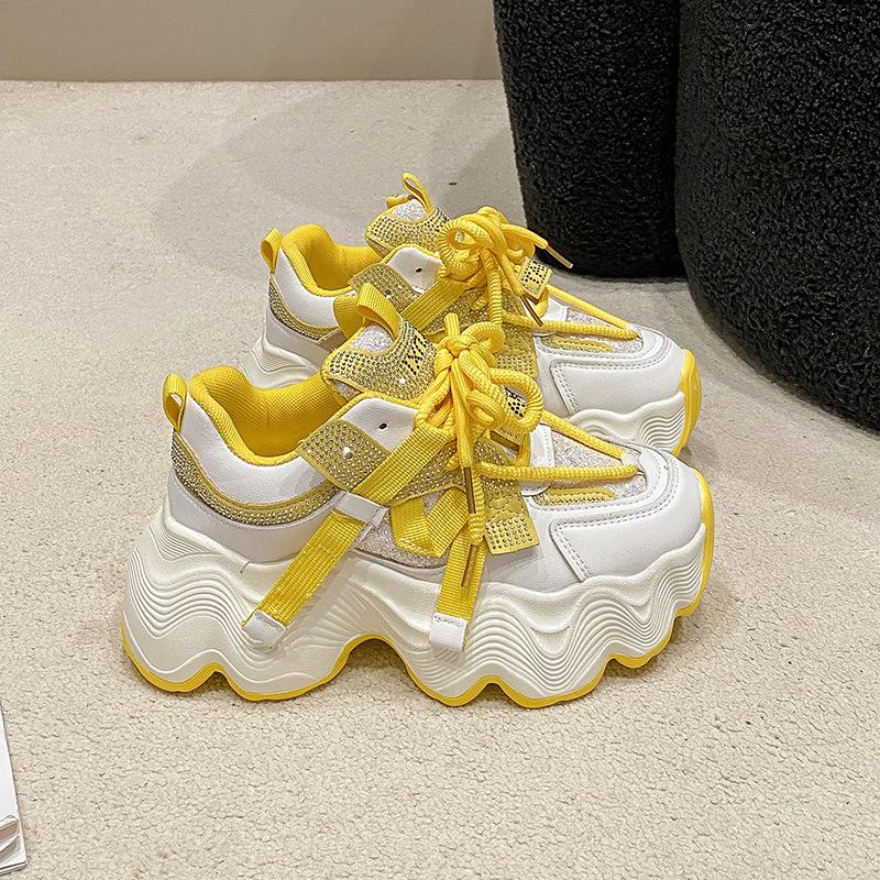 2025 Autumn New Breathable Mesh Women's Shoes Thick-soled Heightening Dad Shoes Versatile Casual Sports Shoes Running Shoes