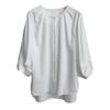 Ju Zhi 2025 Spring Chic Solid Color French Round Neck Gathered Sleeve Women's Shirt
