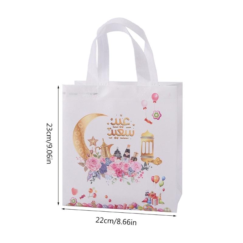 6Pcs Eid Mubarak Gift Bags with Handles Handheld Gift Packaging Pouches for Children Girl Boy Birthday Party Gift