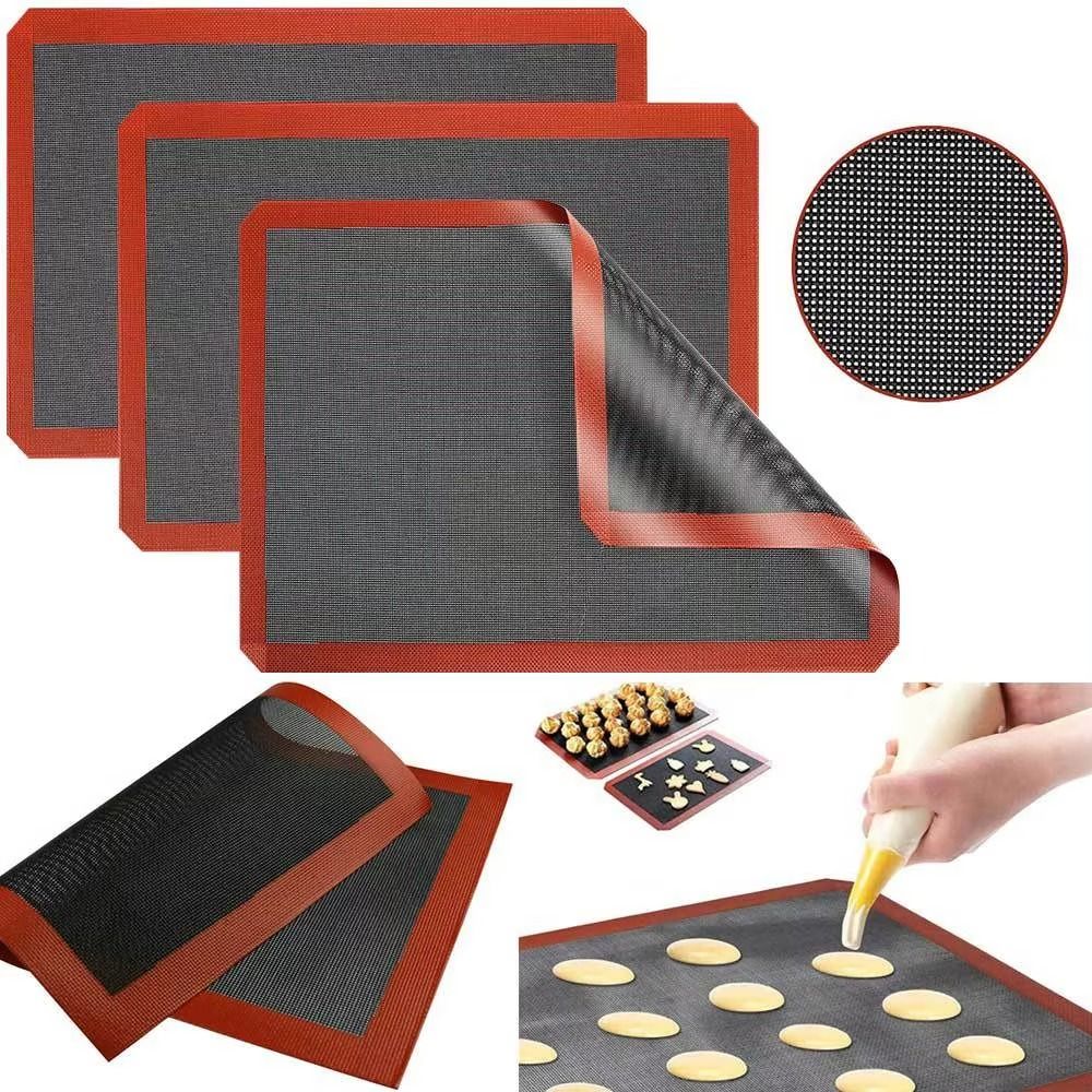 1/2Pcs Heat-resistant Perforated Silicone Baking Mat Rolling Dough Mat for Cookie /Bread/ Macaroon