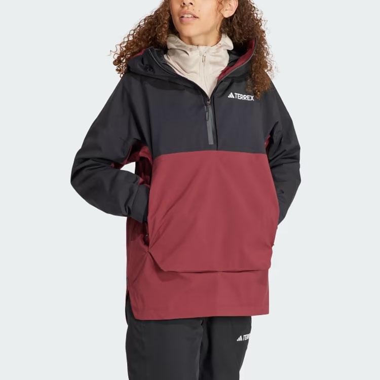 Adidas Terrex Xperior 2L Lined Rain.Rdy Anorak Color Block Logo Waterproof Jacket Women Jacket Shadow-Red IB4223