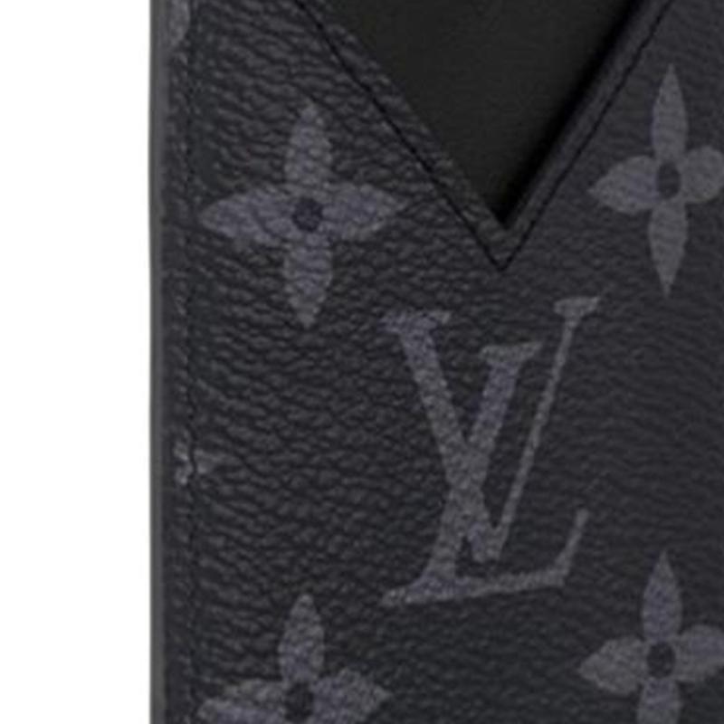 Louis Vuitton Magnetic Card Holder Black Monogram Eclipse Canvas Unisex Miscellaneous M12602