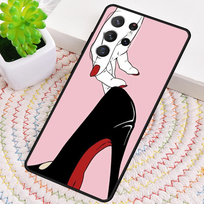 red high heel shoes Cute Phone Case For Samsung Galaxy note 10 pro S26 S25 S24 S23 S22 Ultra Plus S21 FE S20 Shockproof Cover