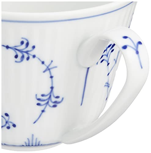 [Offiziell importiert] Royal Copenhagen Blau Gerippt Schlicht Tasse & Untertasse Set 5-teilig, Hochzeitsgeschenk, 1053585