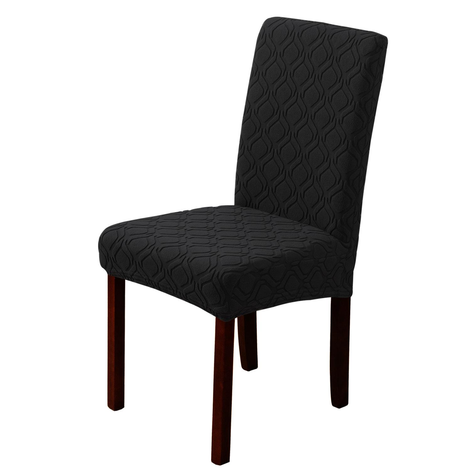 1/5 шт. Маленький круглый жаккардовый обычный чехол для стула, однотонный эластичный чехол для семейного банкета, чехол для стула одинакового размера 1PC чёрный