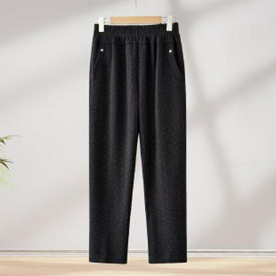 

2026 Early Spring Elastic Waist High-Waisted Straight Leg Pants for Middle-Aged and Elderly Women - Casual Loose Stretch Wide Leg Trousers 2XL