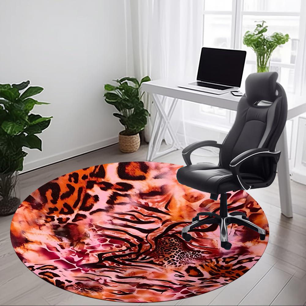 1 Stück Runde Teppich mit Leopardenmuster für das Büro, Rutschfest, Weich und Langlebig, Büroteppich zur Innendekoration, Perfekt für das Büro, Schöne Dekoration yy26032306