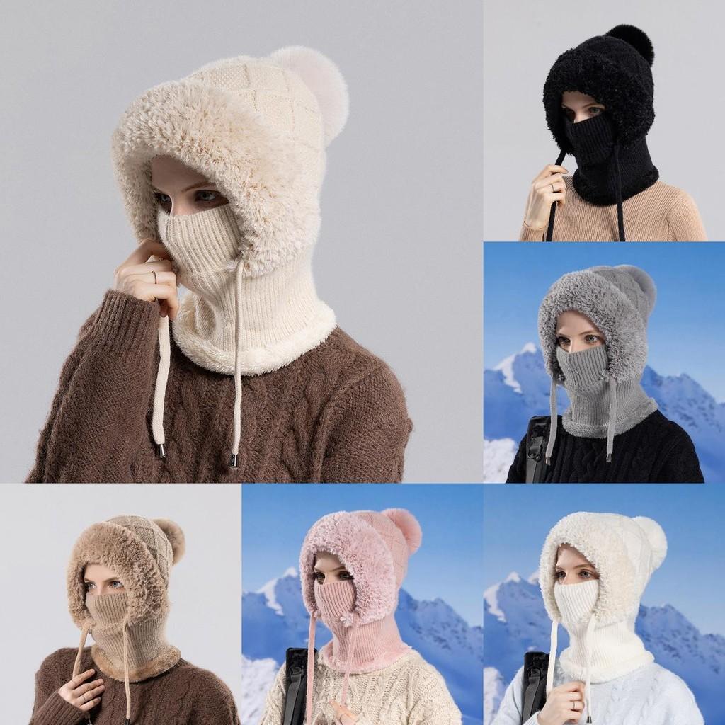 Winter Knitted Hat For Women With Ear Warmer And Mask Combo For Cold Weather Comfort