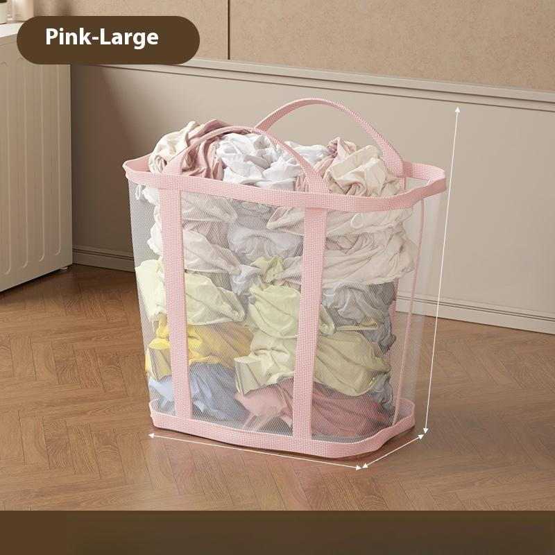 1pc Foldable Breathable Mesh Laundry Basket with Reinforced Handles Collapsible Rectangular Storage Bin for Bathroom Wardrobe Dorm Travel Large 958₽