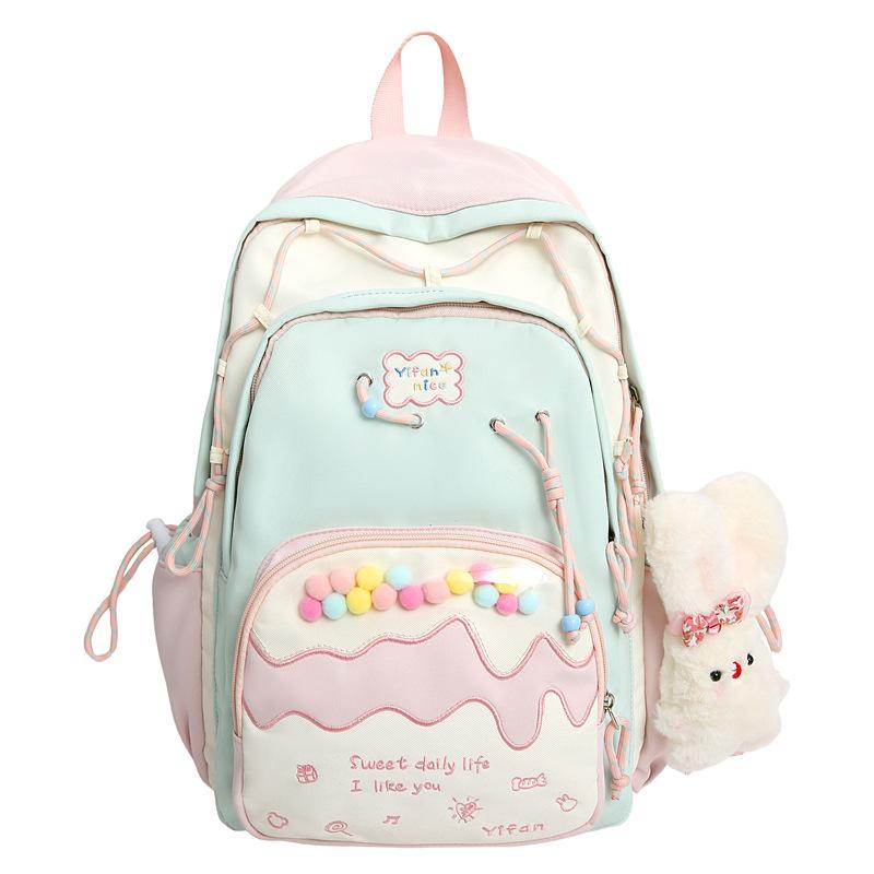 Schoolbag high-end college style junior high school student schoolbag female cream pain bag backpack fresh and cute large capacity backpack