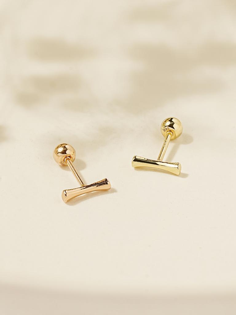 Minimalpiercing 14K Simple Volume Stick Piercing Earrings