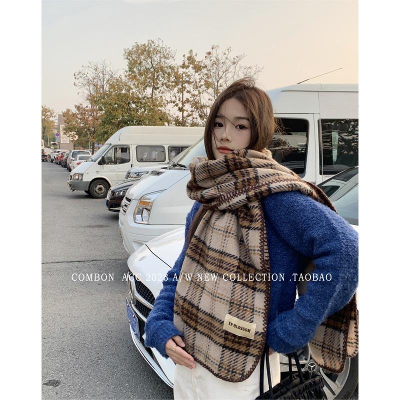 New Year of the Dragon Red Scarf Women's Winter New Plaid Imitation Cashmere Scarf Shawl Student Gift