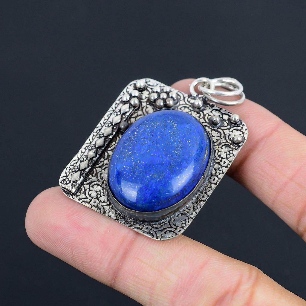 Sisters Day Sale 925 Sterling Silver Oval Lapis Lazuli Gemstone Mother Pendant