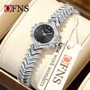 OFNS Elegant Women's Quartz Watch - Diamond-Inlaid Wheat Ear Design, Light Luxury, Waterproof, High-End Feel.