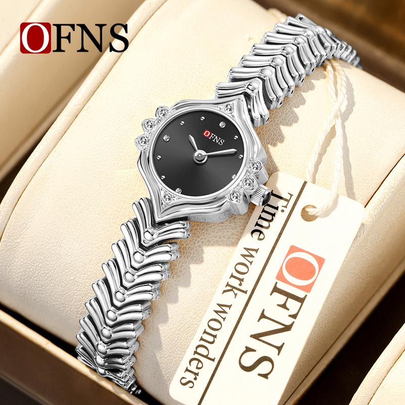 Oufanny Luxury Women s Quartz Watch - Diamond-Inlaid Wheat Ear Design, Mother-of-Pearl Dial, Waterproof, Sunray Pattern.