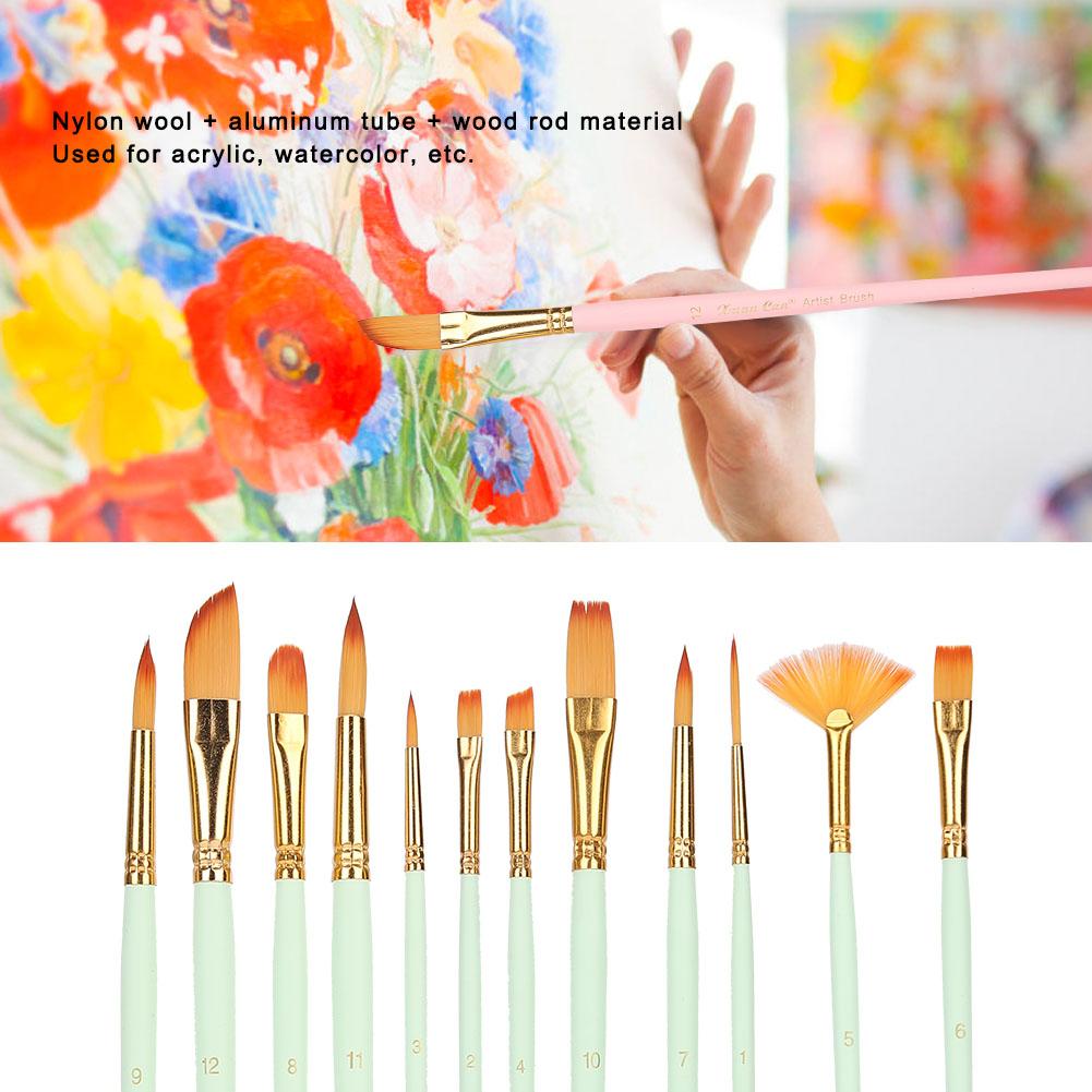 12PCs Nylon Brush Set Watercolor Brush Painting Tool Art Supplies for Craft Collection12PCs  Matt