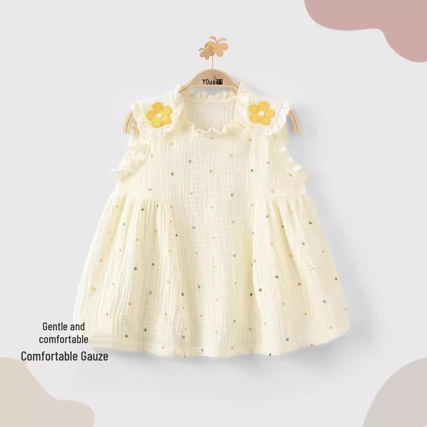 Stylish Floral Summer Sleeveless Princess Dress for Children 120cm