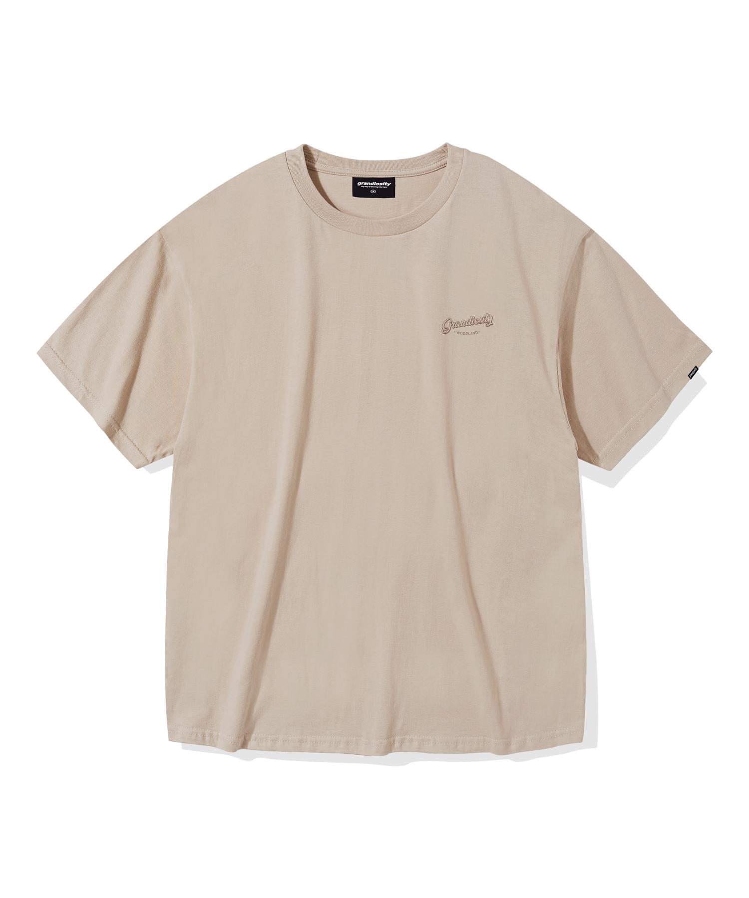 Grandiosity Woodland Logo Oversized Short Sleeve T-Shirt (Beige) Free