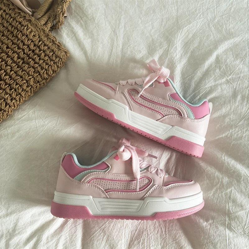 

Girls pink thick baseplate shoes women s new autumn versatile casual shoes niche student bread shoes trendy shoes 40 розовый