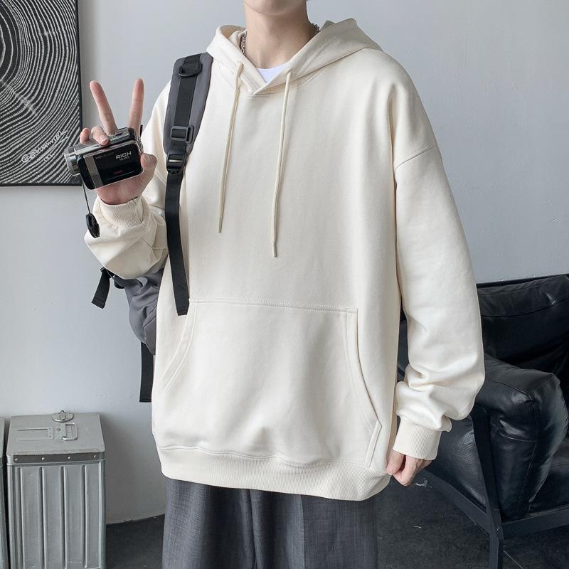 Sweat à capuche décontracté et confortable pour homme, haut ample, couleur unie, pour le sport et le printemps-automne