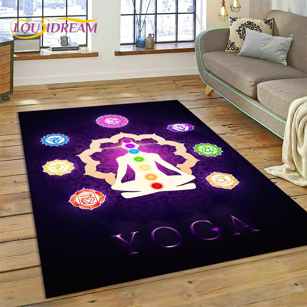 3D Yoga Zen Naturalize Meditatie Regenboog 7 Chakra Gebied Tapijt, Tapijt voor Woonkamer Slaapkamer Bank Deurmat Decor, Antislip Vloermat