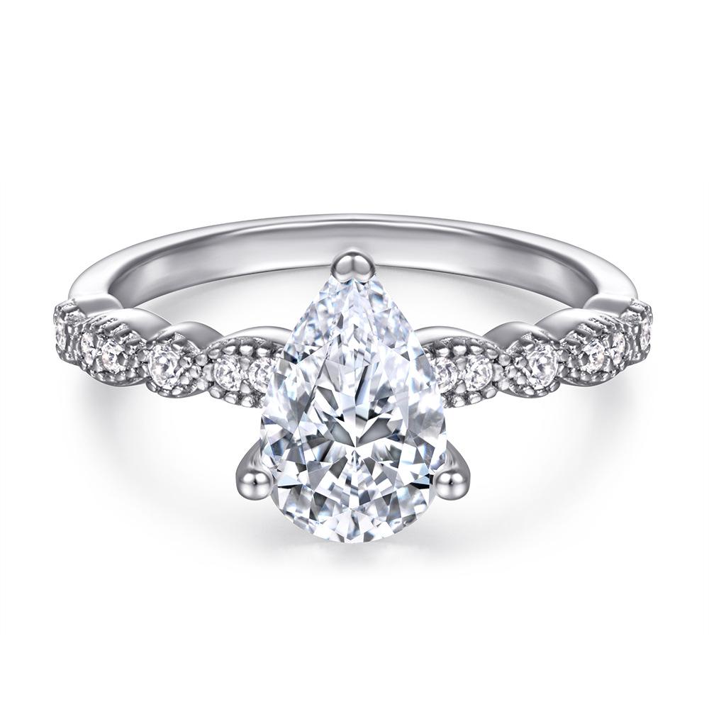 Lindon Classic 925 Sterling Silver Zircon Ring Ladies Jewelry Wedding Promise Party Gift