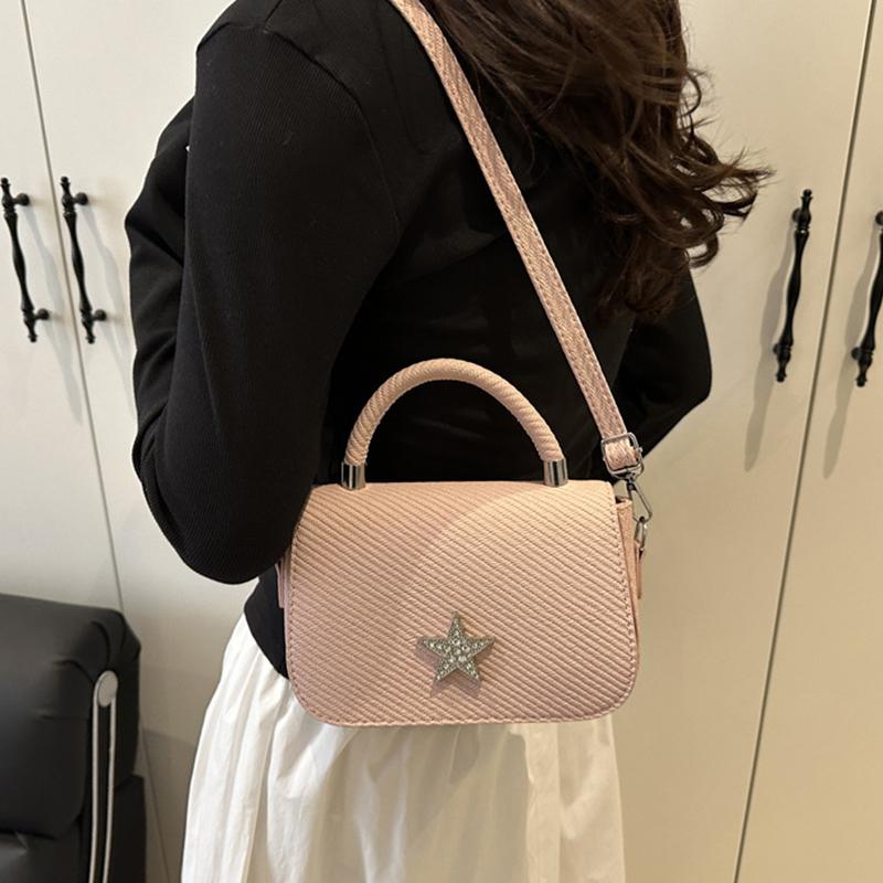 Starry Diamond Chain Texture Crossbody Bags Women Fashion Shiny Star Small Square Hand-held Shoulder Bag Lady Commuting Handbags