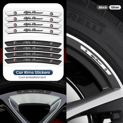 4pcs Car Wheel Hub Stickers Aluminium Alloy Decoration Decal For 156 166 159 Giulietta Giulia Spider Stelvio Tonale