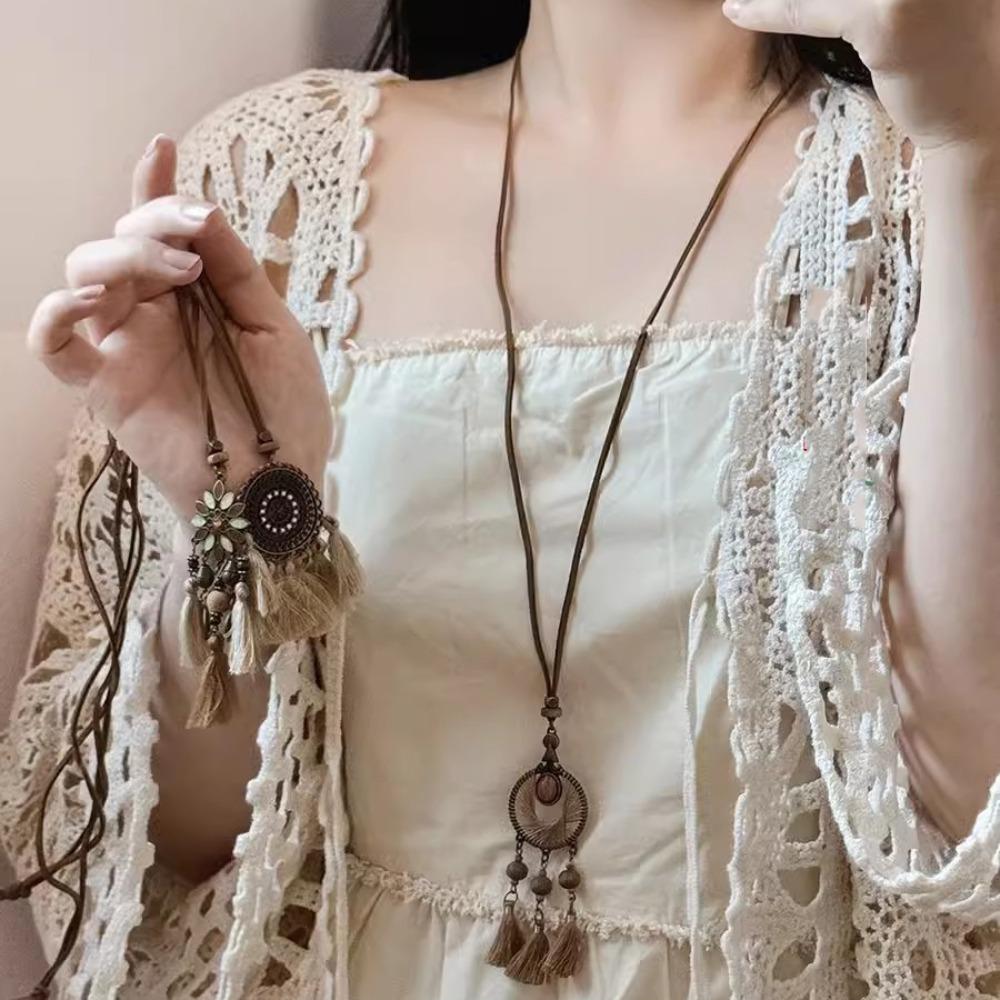 Originality Long Tassel Necklaces Ethnic Style Necklace Fashion Sweater Chain