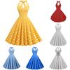 Vintage Polka Dot Cotton Blend Sleeveless Dress With Tie Waist For Casual And Party Wear