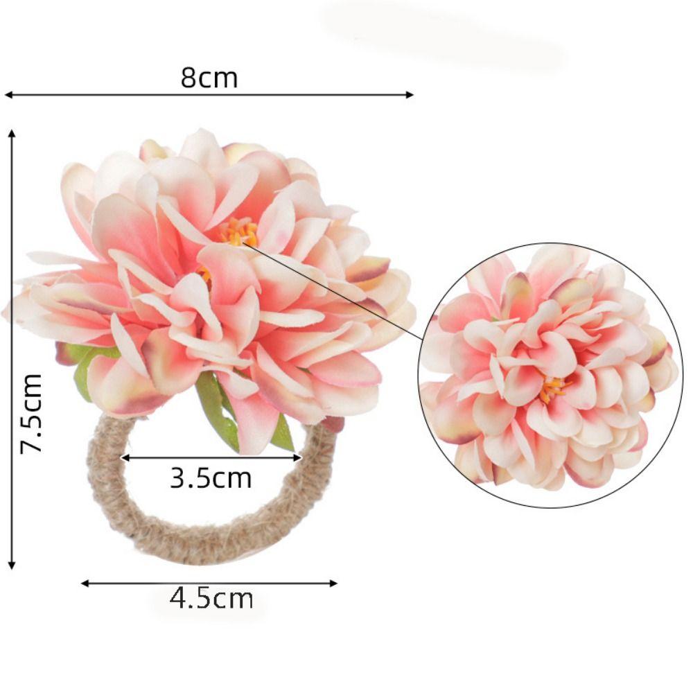 4pcs with Rope Napkin Rings Artificial Flower Chrysanthemum Rings  Festival Wedding Thanksgiving