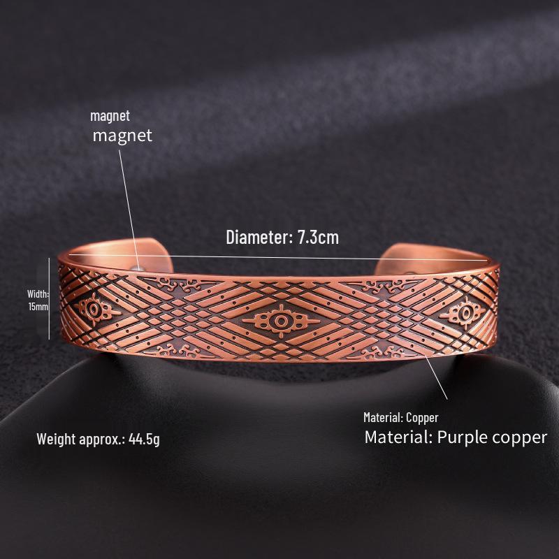 Purple Copper Magnet Bracelet - Adjustable Pure Copper Hand Jewelry
