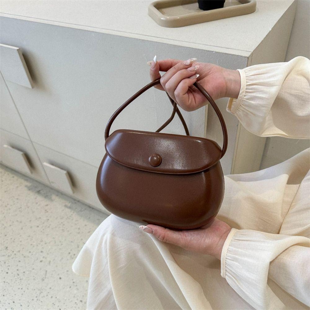 PU Leather Candy Color Shell Bag Korean Style Versatile Saddle Bag Flap Crossbody Bags  Girls