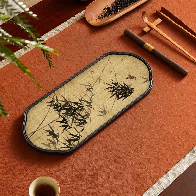 Quick Dry Absorbent Tea Tray - Chinese Style Compact Tea Sea Dry Practice Board  & Pot Holder