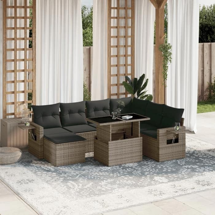 VidaXL Salon de jardin 8 pcs avec coussins gris résine tressée 3268070