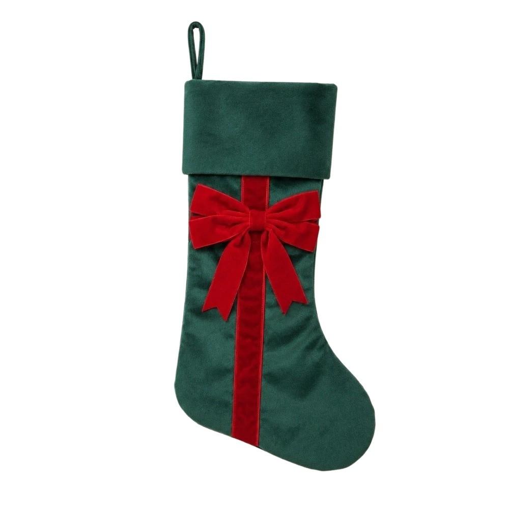 Retro Christmas Gift Bag Lagre Size Xmas Tree Hanging Socks Bow Christmas Stocking Mall