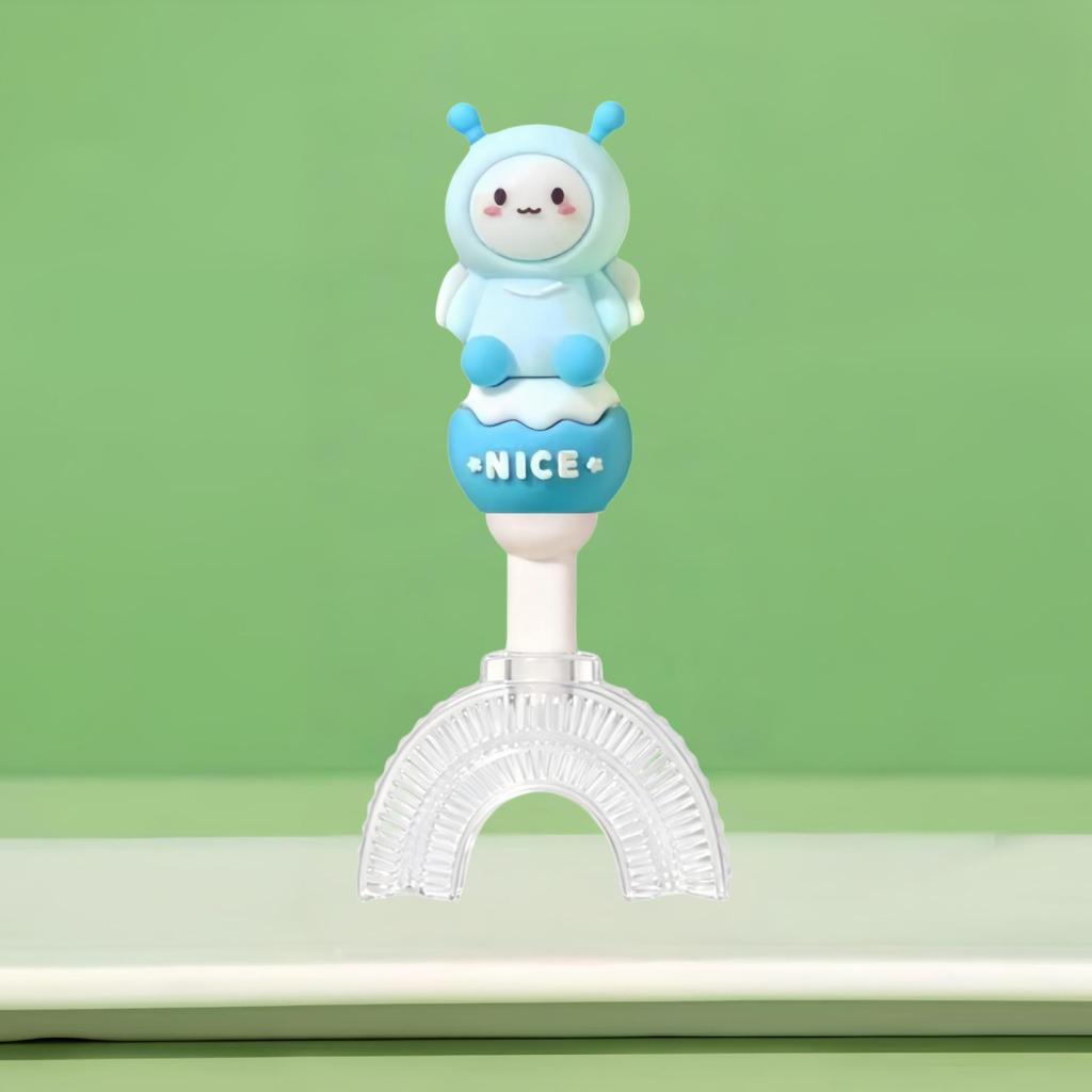 Kids' U-Shaped Toothbrush, Soft Bristle Silicone Brush for Ages 1-12, Cute Bee Handle