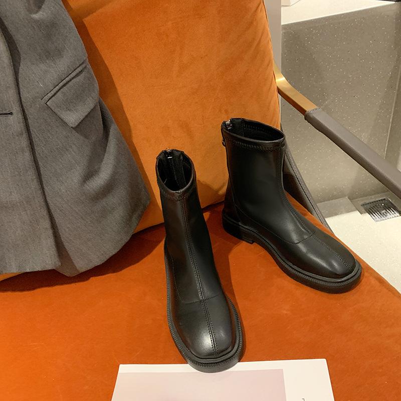 

Zhike Skinny Martin Short Boots Women s 2025 New British Martin Boots Women s Soft Leather Soft Sole Medium Chelsea Boots 35 чёрный