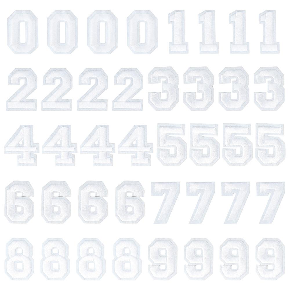 

40 pieces Craft white Letter numbers iron on 1.9inch Sew on Embroidered numbers 0-9 for socks золотий