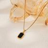 SHIXIN Stainless Steel Simple Square Pendant Necklace Women 18K Gold Plated Exquisite Clavicle Chain Waterproof No Fade Jewelry