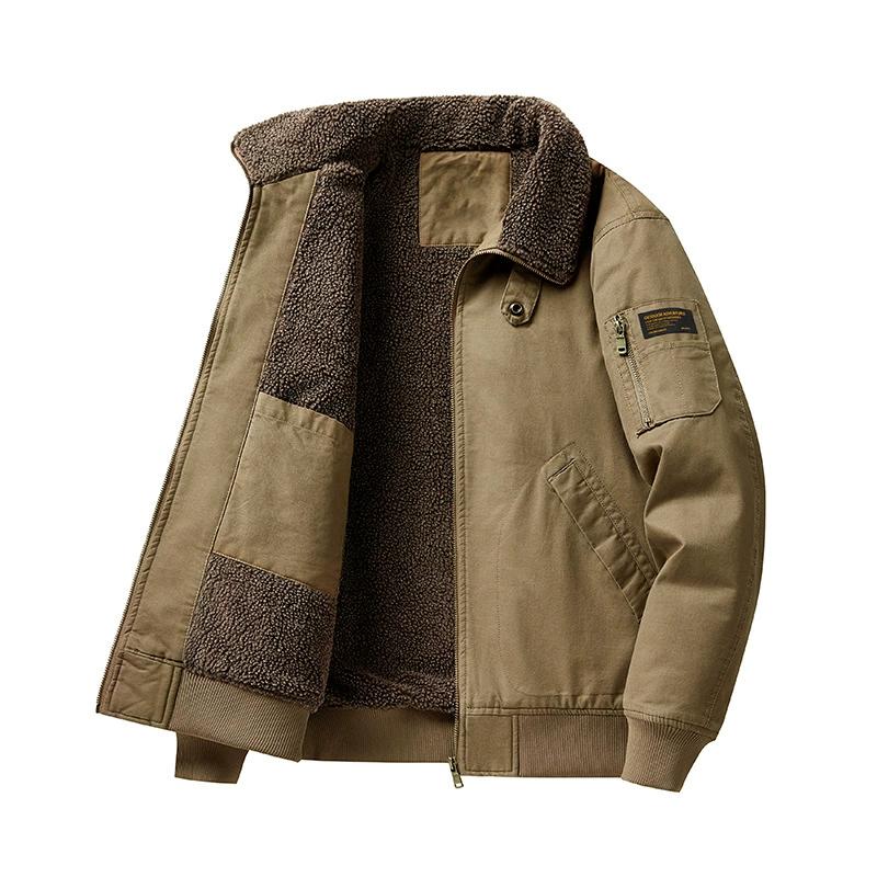 Autumn and Winter Thickened Warm Windbreaker Men's Pilot Jacket Wool Jacket Men's Autumn Winter Thick Warm Bomber Jacket Coats